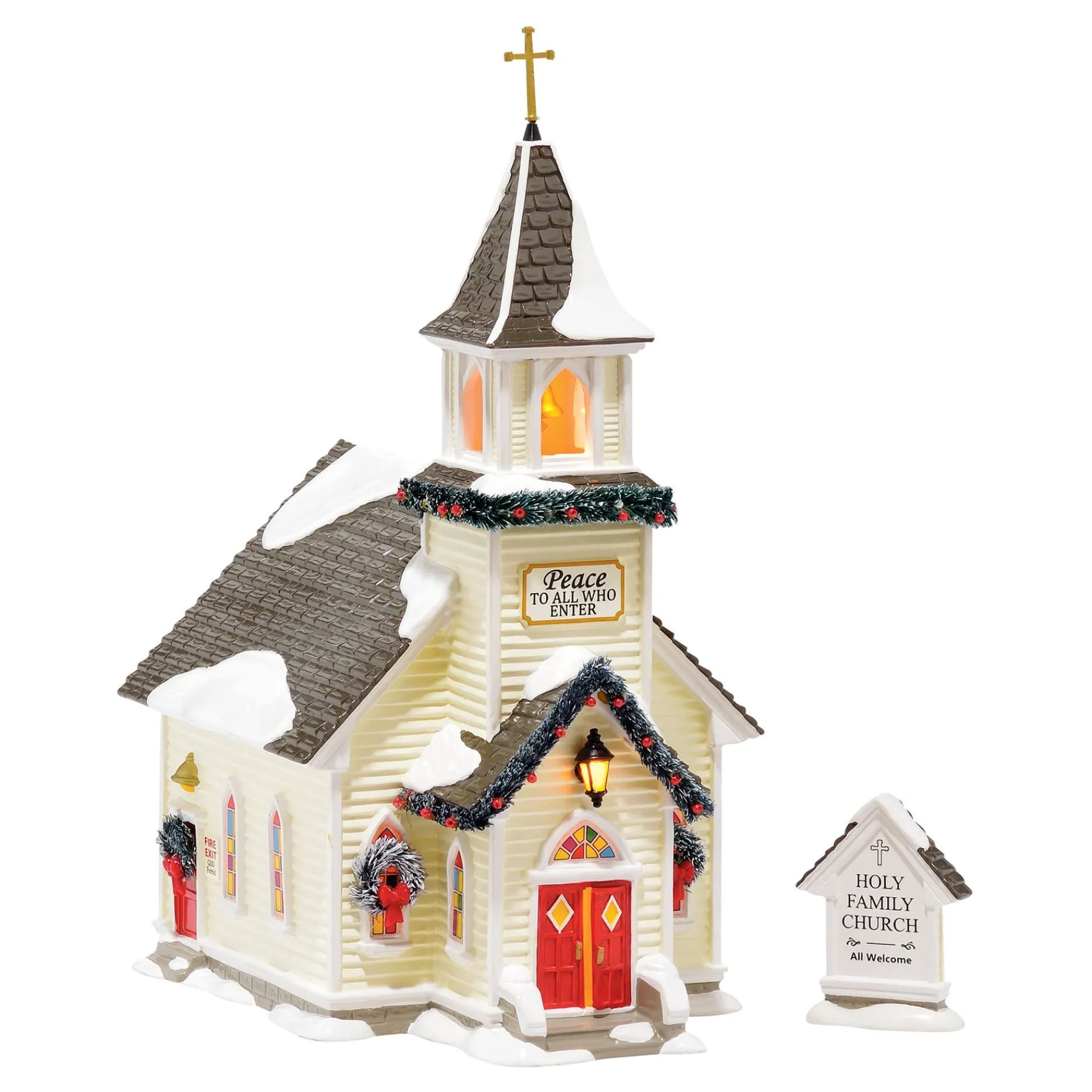 Department 56 The Original Snow Village>Holy Family Church, set of 2